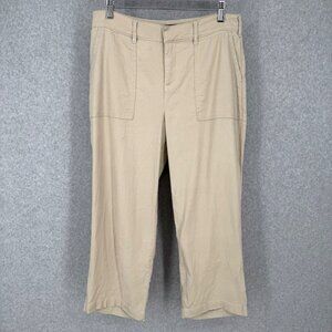 NYDJ Womens Utility Crop Linen Blend Pants Size 4 Khaki Tan Summer Casual NWOT